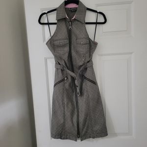 Grey and Pink Belted Dress